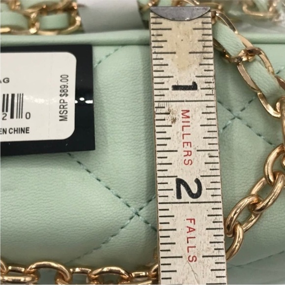 Bebe Women's Wyatt Shoulder Small Purse Bag Mint Green NWT Charms Chain Strap - Picture 6 of 9